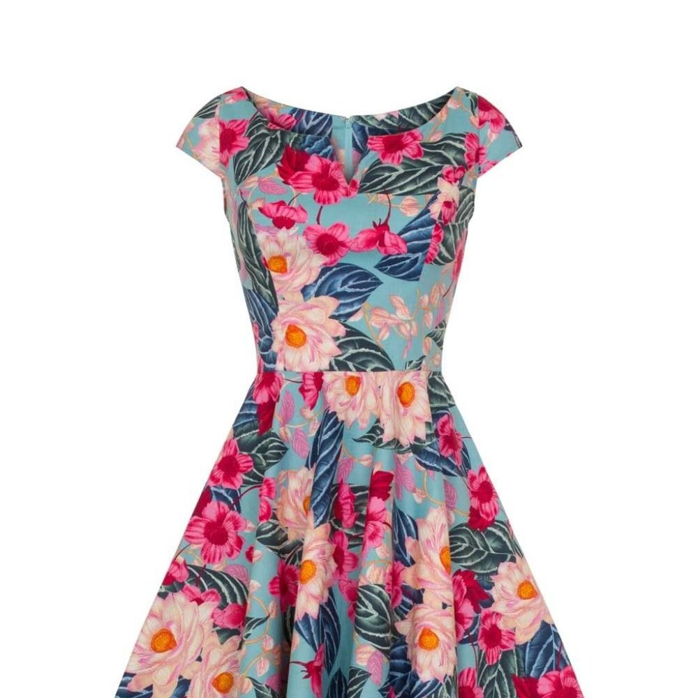 HELL BUNNY Mint Floral Lotus Dress